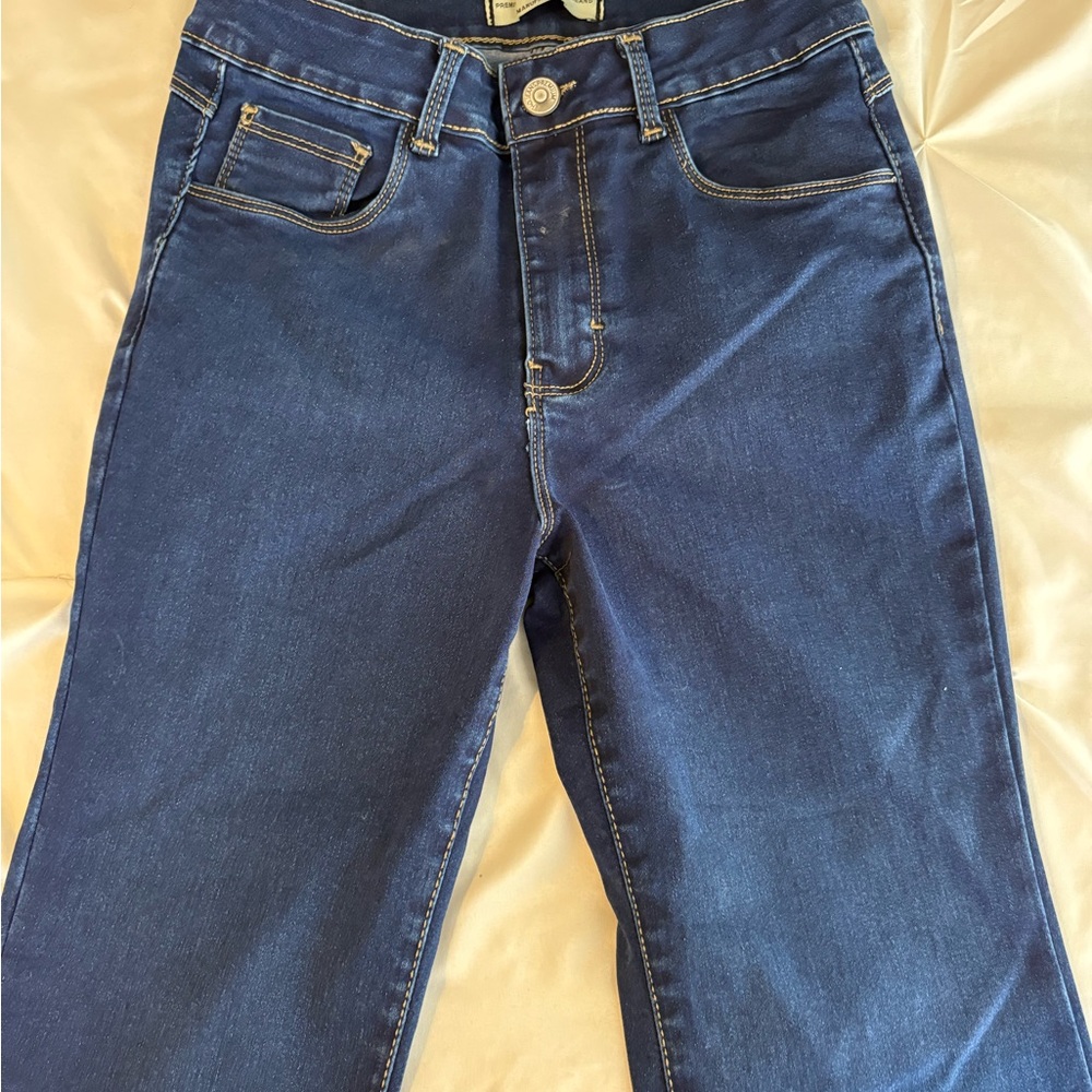 Sarah Cavender Metalworks Blue Straight Leg Jeans